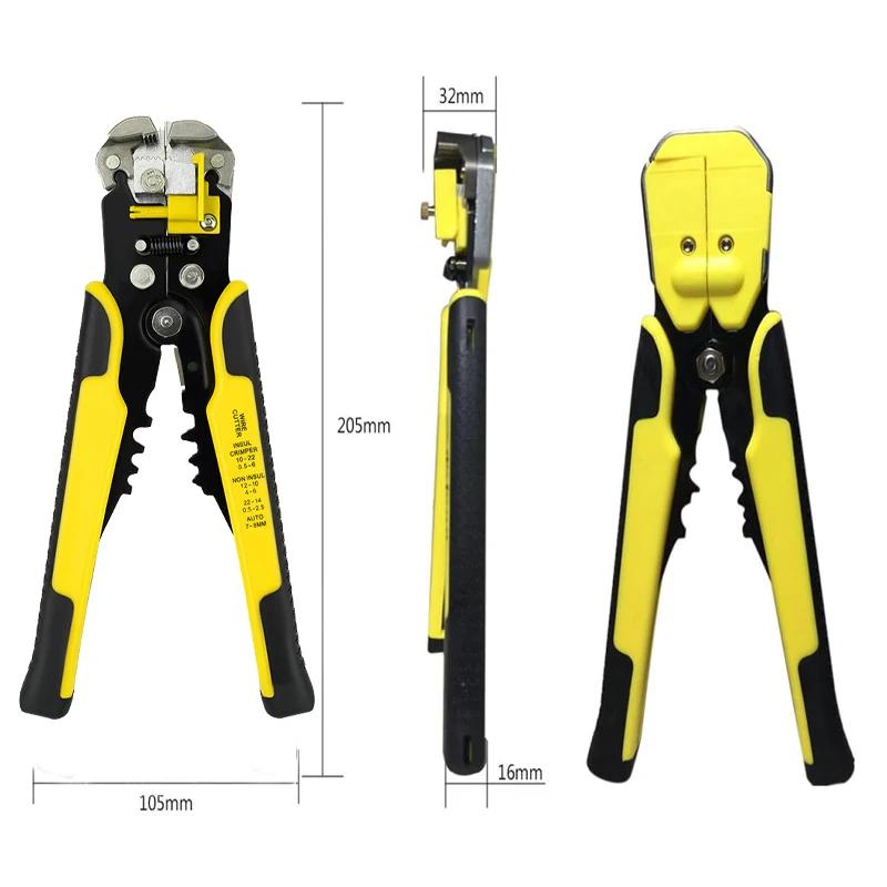 Self-Adjusting Wire Stripper with Cable Cutter and Terminal Crimper