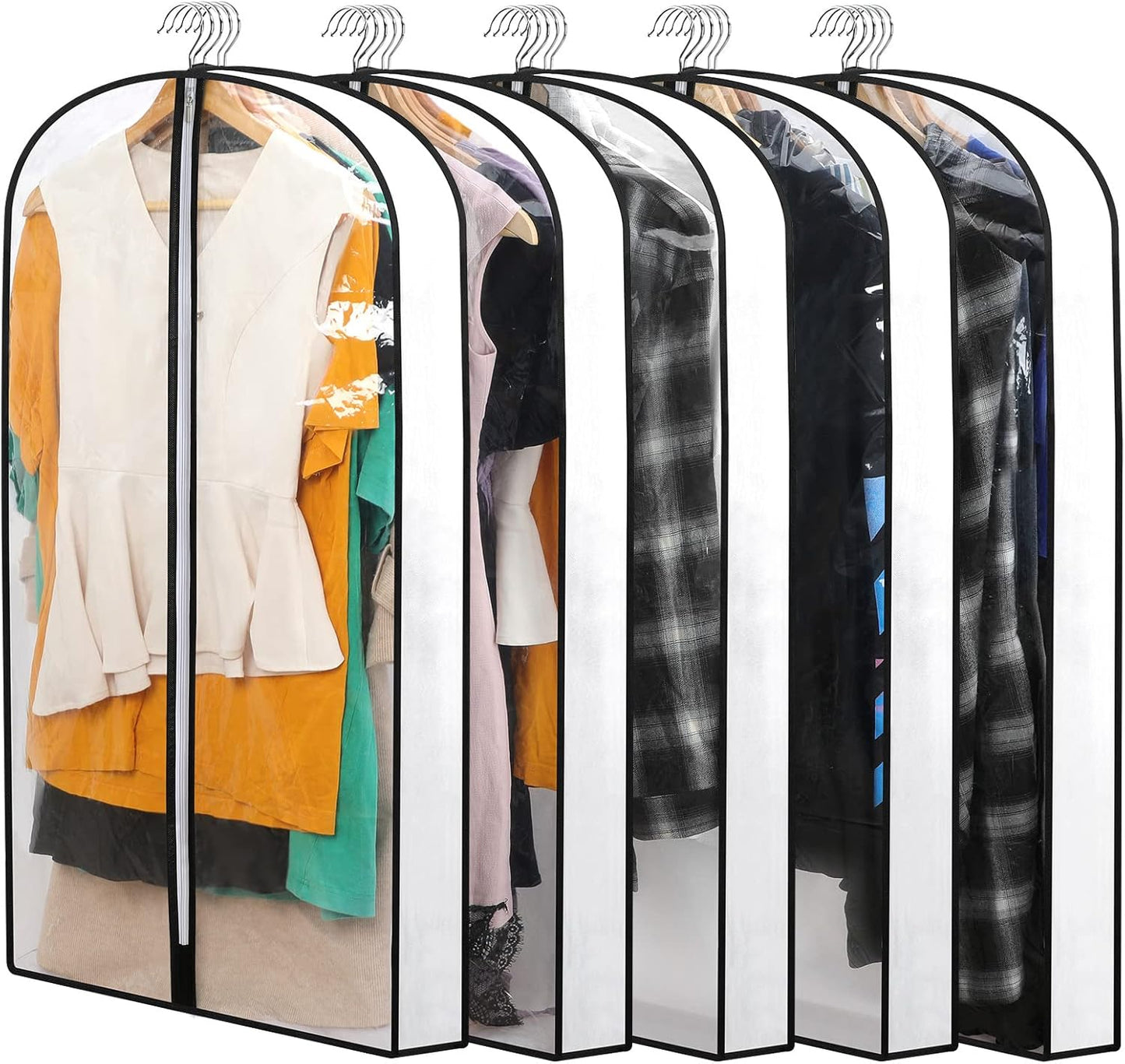 Hanging Garment Covers 24-Pack with Full Length Zipper and Anti-Dust Design, 3 Sizes